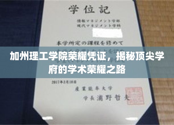 加州理工学院荣耀凭证，揭秘顶尖学府的学术荣耀之路