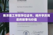 南洋学位背后的传奇，探寻学历的深层价值与历程