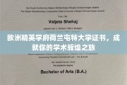 荷兰屯特大学精英证书，开启你的学术巅峰之旅