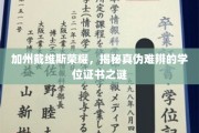 加州戴维斯荣耀之谜，学位证书的传奇与真相探寻