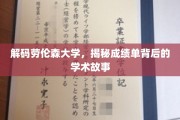 揭开劳伦森大学成绩单背后的学术奥秘