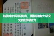 湖南大学文凭，在韩流中闪耀的学历光环与独特吸引力