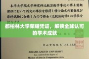 都柏林大学证书，开启国际学术认可的钥匙