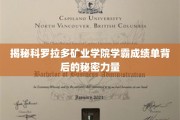 解码科罗拉多矿业学院学霸们的惊人成绩背后的神秘力量