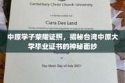台湾中原大学证书之谜，中原学子荣耀背后的秘密揭晓
