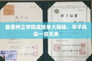 基恩州立学院学子成绩单大曝光，青春足迹尽收眼底