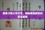 胡弗汉顿大学文凭背后，探秘精英教育的真实世界