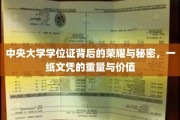 中央大学文凭之谜，揭开一纸学位证的非凡价值与历史故事