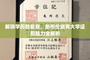 学历新境界，新布伦瑞克大学证书的非凡魅力深度解读