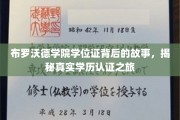 揭开布罗沃德学院学位证的神秘面纱，学历认证背后的真实旅程