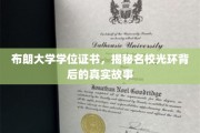 布朗大学学位证书，揭秘名校光环背后的真实故事