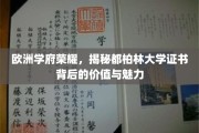 都柏林大学证书，探寻欧洲名校光环下的学术瑰宝
