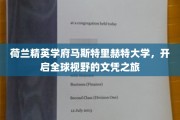探索马斯特里赫特大学，跨国界教育体验，解锁全球视野新篇章