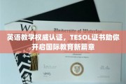 拥抱国际教育舞台，TESOL证书助你成就英语教学新里程
