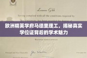 欧洲精英学府马德里理工，揭秘真实学位证背后的学术魅力