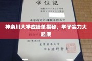神奈川学子实力大揭秘，成绩单背后的真实风采