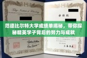解码范德比尔特精英，揭秘学霸背后的汗水与荣耀
