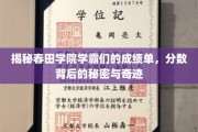 春田学院学霸风云录，揭秘高分背后的非凡故事