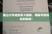 釜山学霸养成记，揭秘成绩单背后的惊人秘密！