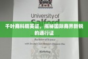 商界新锐必备，千叶精英证，开启国际商业之旅的钥匙