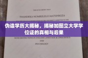 揭开伪造学历的迷雾，加图立大学学位证真伪大揭秘