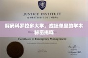 科罗拉多大学成绩单背后，揭秘学术成就的秘密宝藏