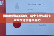 瑞士卡罗林斯卡学院，解锁精英教育的欧洲名片