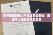 解码布里斯托大学成绩单，一窥学术成就的精致画卷