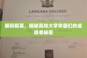 解码学霸秘籍，揭秘顶尖学府高知精英的卓越成绩之路
