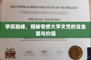 学历巅峰揭秘，专修大学文凭的潜藏价值与职场影响力