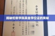 揭开伦敦学院黄金文凭背后的神秘面纱