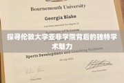 伦敦亚非学院，揭秘其独具特色的学术风采