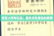 佐贺大学学位证，探寻学历背后的传奇历程