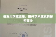 佐贺大学成绩单，一窥学术成就的神秘世界