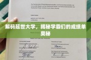 探索延世学霸之路，揭秘高成绩的秘密武器