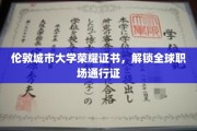 伦敦城市大学荣耀证照，助你通行全球职场舞台