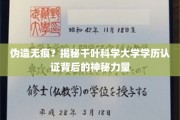 千叶科学大学学历认证之谜，无痕伪造背后的技术奥秘