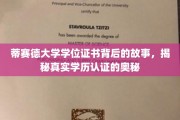揭开蒂赛德大学学位证书之谜，学历认证背后的真实面貌