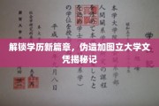 伪造学历大揭秘，揭秘加图立大学文凭背后的秘密世界