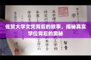 探寻佐贺大学文凭背后的传奇，解码学位背后的真实面纱