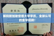 新加坡管理大学学历全球通行证，开启职场国际之旅的秘密钥匙