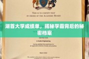 湖首学霸养成记，揭秘成绩单背后的不凡故事