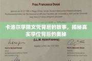 卡洛尔学院文凭之谜，探寻背后学位的非凡之路