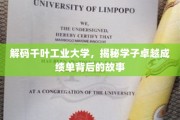 千叶工业大学学子传奇，揭开卓越成绩背后的成长篇章