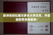 欧洲精英学府杜塞尔多夫大学文凭，助你学术巅峰再攀新高！