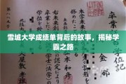雪城学霸养成记，揭开成绩单背后的传奇历程