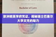 瑞士巴塞尔大学文凭，开启欧洲精英教育之门的金色钥匙