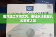 南洋理工学院毕业生，职场新贵崛起的教育传奇之路