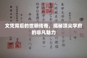 学历光环下的传奇故事，探寻顶级学府的神秘魅力