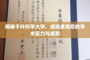 千叶科学大学，揭开成绩单背后的学术奥秘与辉煌成就